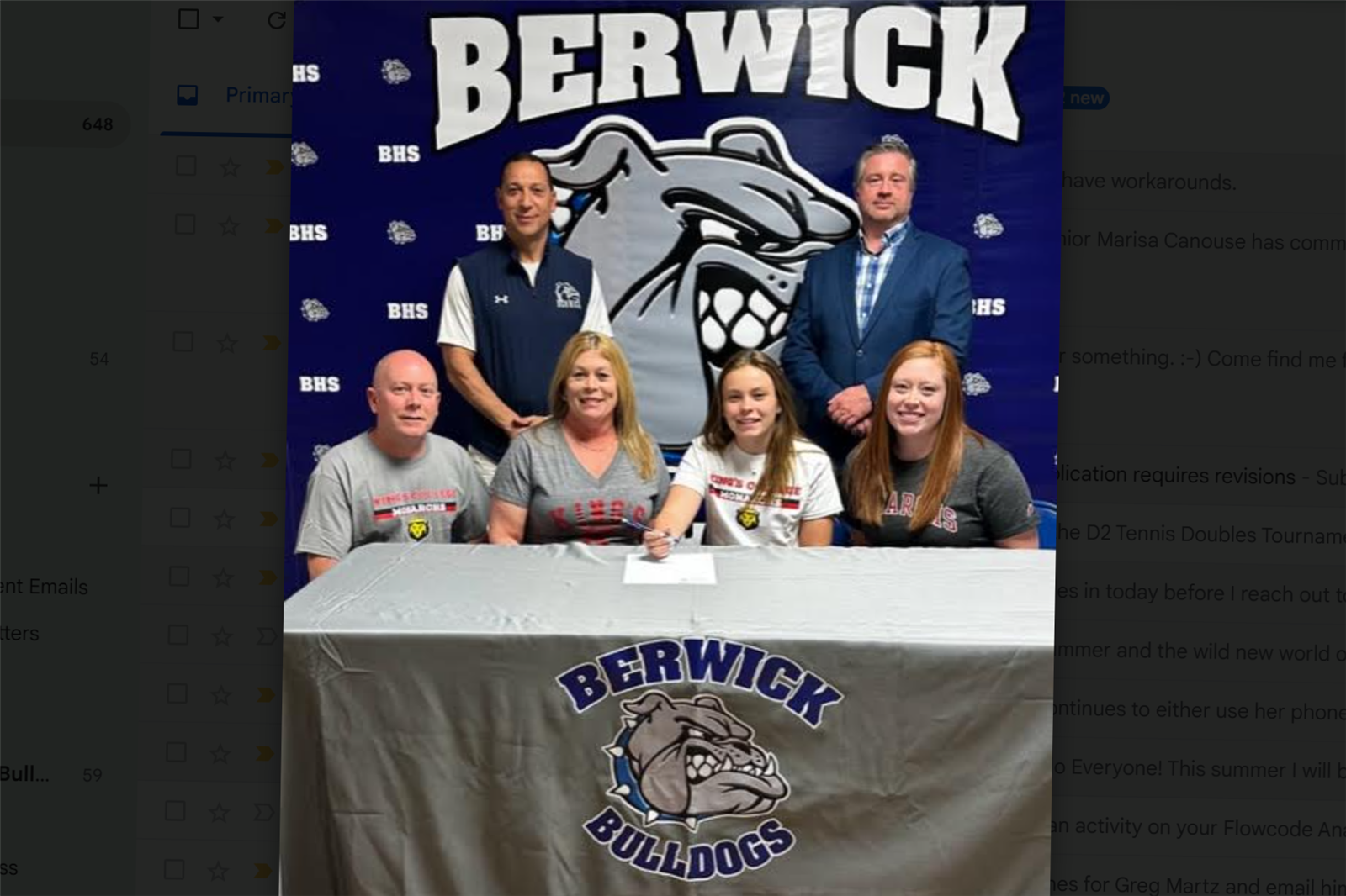  Berwick senior Marisa Canouse commits to study and play field hockey at King's College.